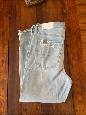 American Eagle Light Blue Distressed Skinny Jeans